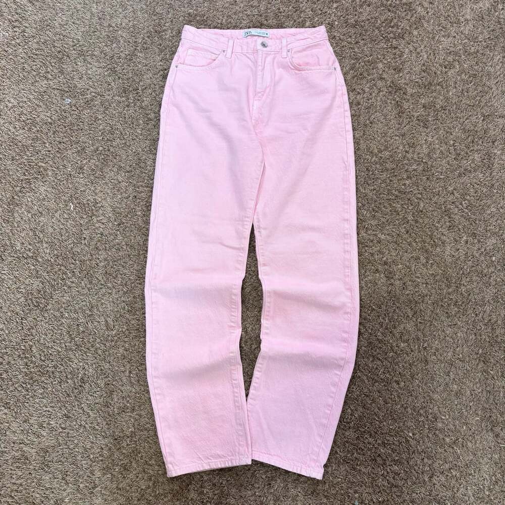 Zara Jeans Size 4 Light Pink Straight Leg Denim Pants